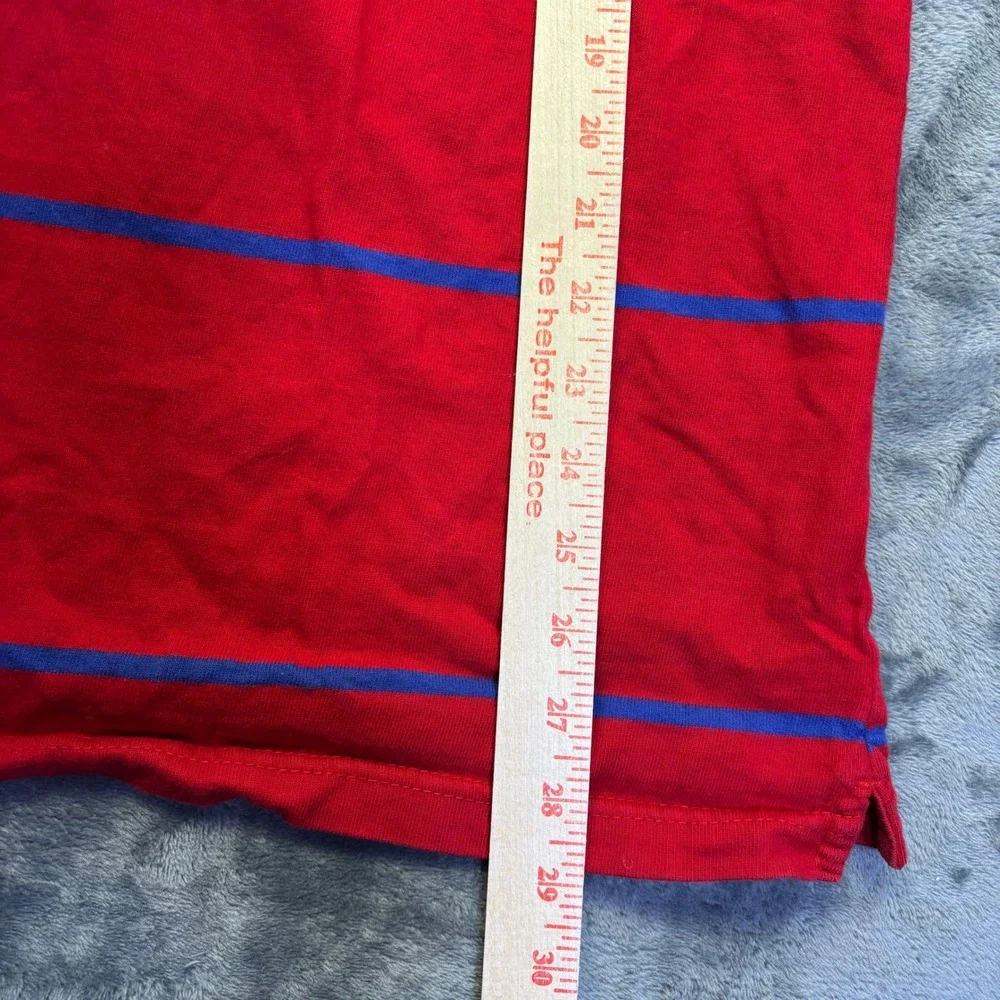 Chaps Red Blue Striped Quarter Zip Pullover‎ Sweatshirt Men's Size Medium